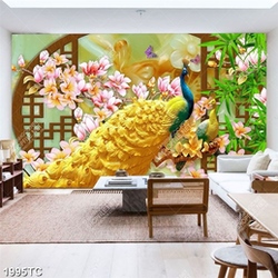 Tranh chim công và hoa mộc lan