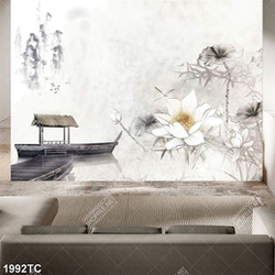 Tranh hoa Sen và thuyền