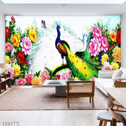 Tranh đôi công và vườn hoa mẫu đơn