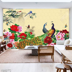 Tranh đôi công trong vườn mẫu đơn