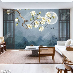 Tranh hoa mộc lan dưới ánh trăng