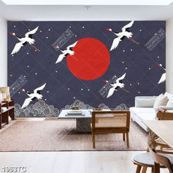 Tranh chim Hạc in dán tường đẹp