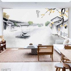 Tranh màu nước phố cổ in canvas