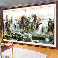 Tranh sơn thủy và chim Hạc chất lượng cao