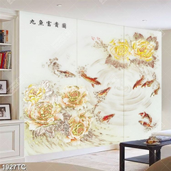 Tranh hoa mẫu đơn và cá chép