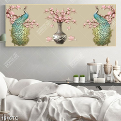 Tranh lụa 3D chim công