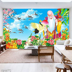 Tranh ông Thọ và hoa mẫu đơn