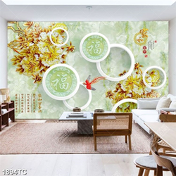 Tranh 3D tài lộc hoa mẫu đơn