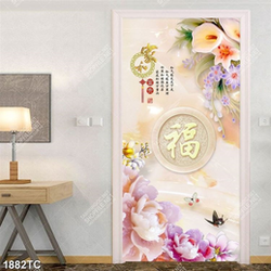 Tranh thư pháp và hoa mẫu đơn giả ngọc