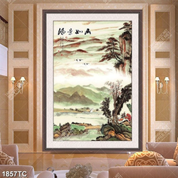 Tranh phong cảnh và chim hạc