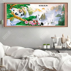 Tranh sơn dầu thác và chim Hạc