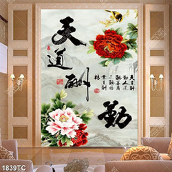 Tranh thư pháp hoa mộc lan in kính