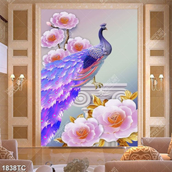 Tranh lụa 3D chim công