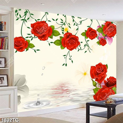 Tranh 3D hoa hồng dán tường