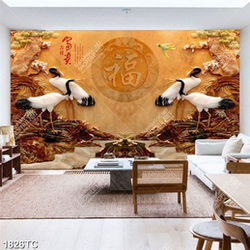 Tranh chim Hạc nền gải ngọc