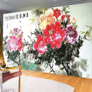 Tranh màu nước hoa mẫu đơn