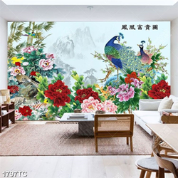 Tranh hoa mẫu đơn và công