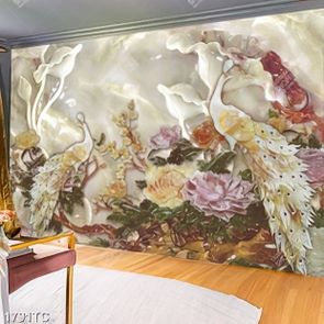 Tranh giả ngọc chim công và mẫu đơn