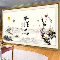 Tranh hoa đào và thư pháp cổ