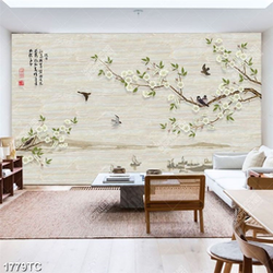 Tranh hoa đào in dán tường đẹp