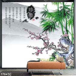 Tranh thư pháp mai và cây trúc