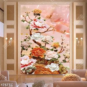 Tranh giả ngọc hoa mẫu đơn in gạch đẹp