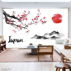 Tranh núi Nhật Bản màu xuân