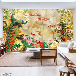 Tranh chim công và hoa tử đằng