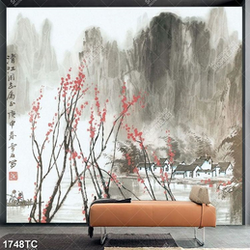 Tranh thủy mặc mùa xuân treo tường