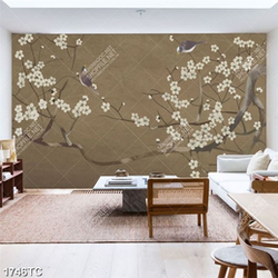 Tranh hoa mai mùa xuân in dán tường đẹp