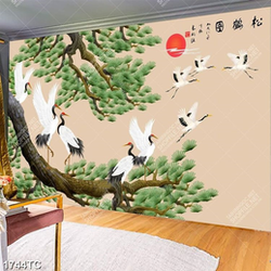 Tranh cây tùng và chim hạc