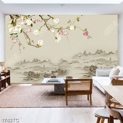 Tranh hoa mộc lan và cảnh quê hương