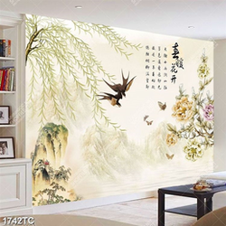 Tranh hoa mẫu đơn và đôi chim