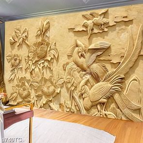 Tranh điêu khắc gỗ chim uyên ương