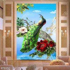 Tranh chim công trên cành cây