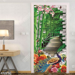 Tranh 3D chim công và hoa mẫu đơn