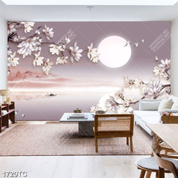 Tranh hoa mộc lan đêm trăng rằm