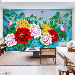 Tranh hoa mẫu đơn nền tranh sơn dầu