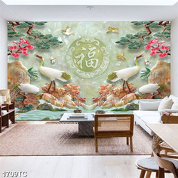 Tranh gỉa ngọc đôi Hạc đối xứng