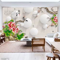 Tranh hoa mẫu đơn nền 3D in dán tường đẹp