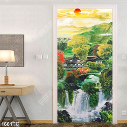 Tranh cảnh ngôi nhà trên thác nước