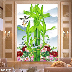 Tranh cây tài lộc và hoa mẫu đơn