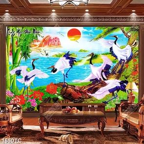 Tranh chim Hạc và cây tre