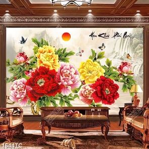 Tranh hoa mẫu đơn nền tranh phong thủy đẹp