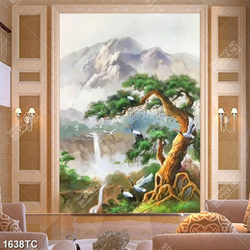 Tranh sơn dầu cây tùng và chim Hạc