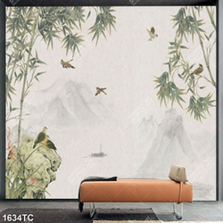 Tranh cây trúc và đôi chim uyên ương