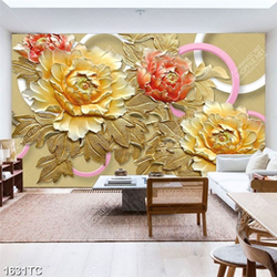 Tranh điêu khắc hoa mẫu đơn đẹp