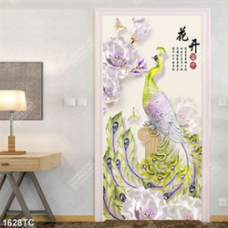 Tranh lụa 3D chim công và hoa