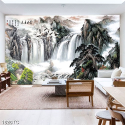 Tranh sơn dầu thác nước phong thủy
