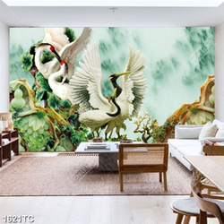 Tranh chim Hạc nền giả ngọc in chất lượng cao